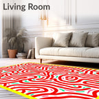 Abstract Red Winding Lines Rug