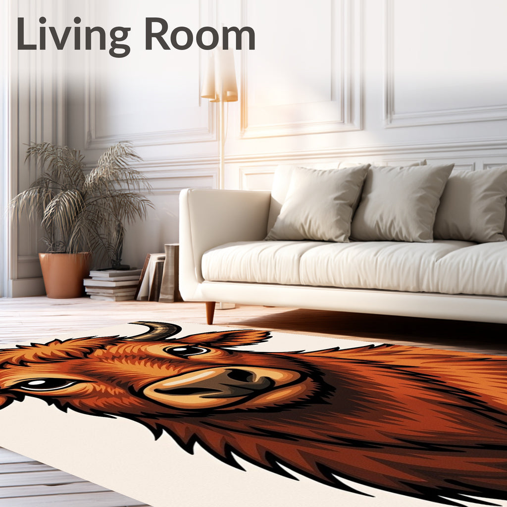 Rustic Orange Highland Cow Portrait Rug