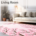 Pink Blossom Branch Frame Rug