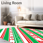 Red Green Striped Swirl Circles Rug