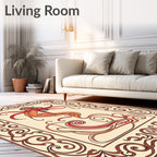 Art Nouveau Siren Red Orange Swirls Rug