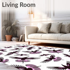 Black And Pink Flying Birds Rug