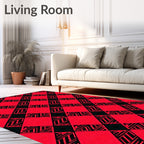 Bold Red Geometric Diamond Check Rug