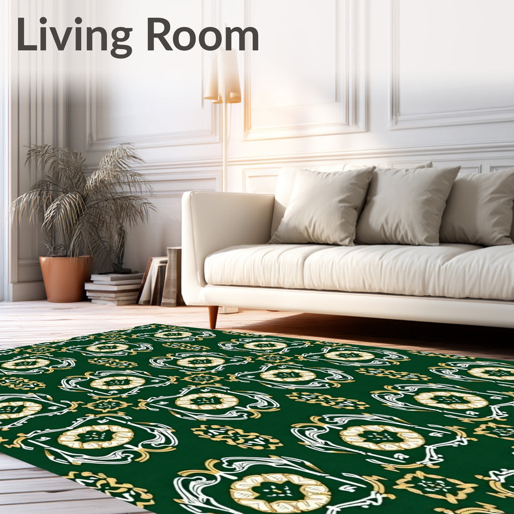 Art Nouveau Emerald Crest Floral Rug