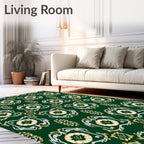 Art Nouveau Emerald Crest Floral Rug