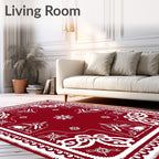 Deep Red Ornate Mandala Medallion Rug