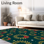 Golden Wreath Red Bow Stars Rug
