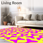 Bright Yellow Magenta Abstract Shapes Rug