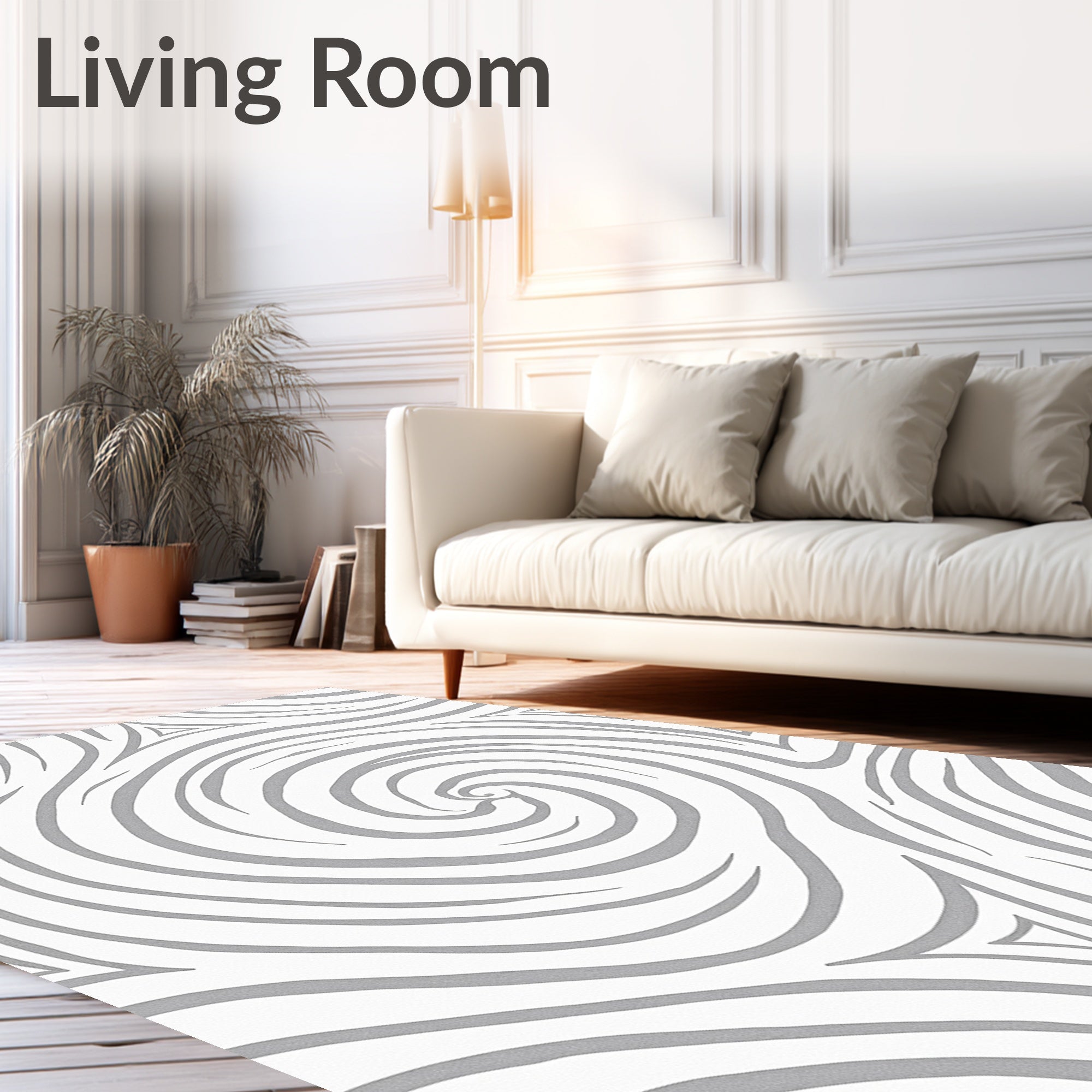 Modern Gray Swirl Triangles Rug