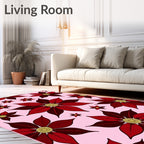 Vibrant Crimson Poinsettia Floral Collage Rug