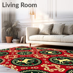 Crimson Deer Medallion Folklore Rug