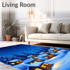 Cozy Winter Vilage Starry Night Rug