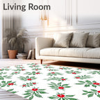 Red Berry Green Leaf Cluster Rug