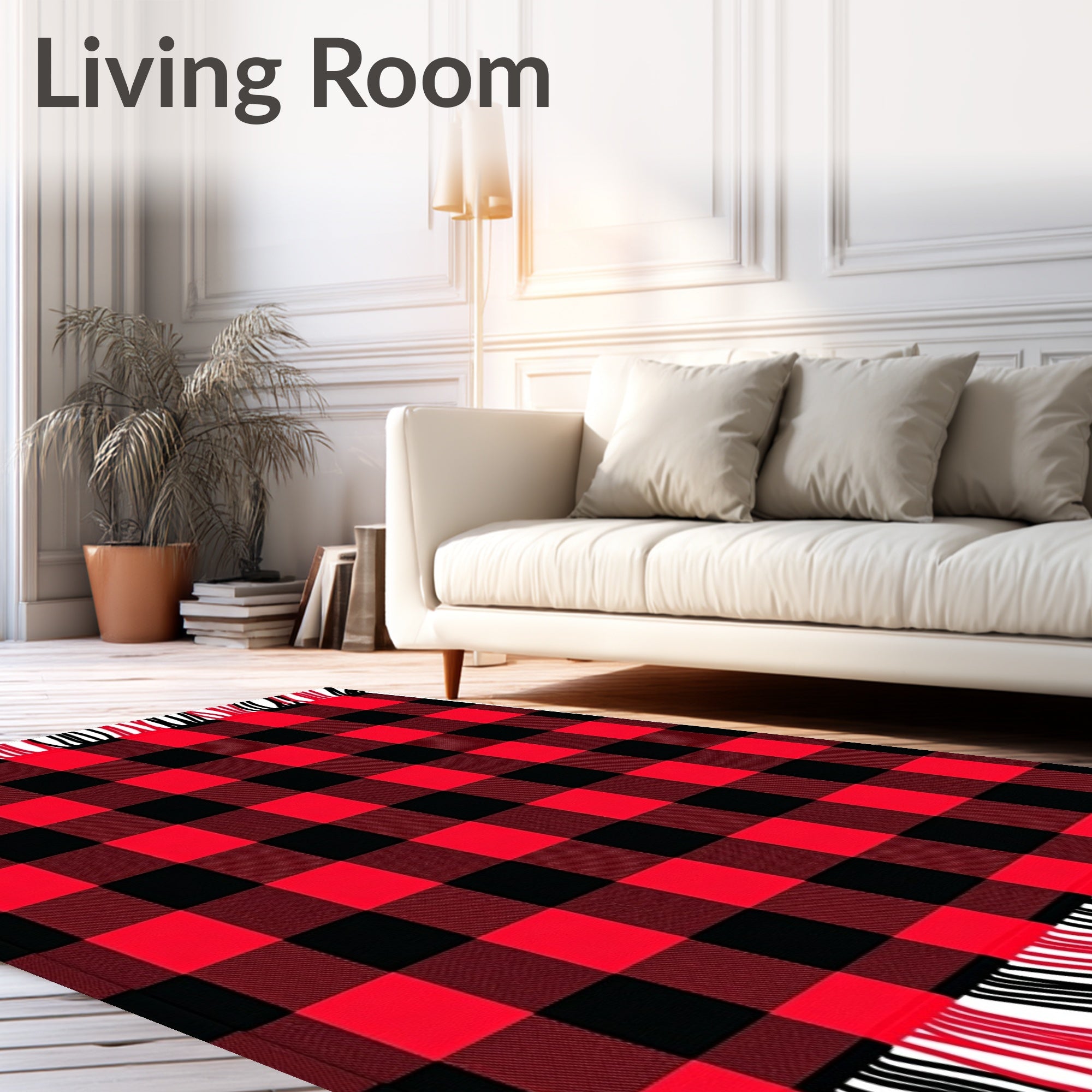 Rustic Red and Black Buffalo Check Rug