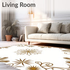 Golden Medallion Swirl Floral Art Rug