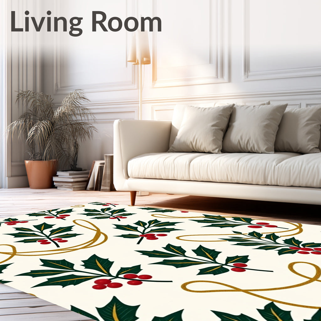 Classic Holly Berry Garland Rug
