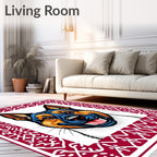 Crimson Dog Portrait Ornamental Border Rug