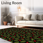 Green Pine Red Berry Holiday Rug