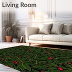 Emerald Green Holly Berry Botanical Rug