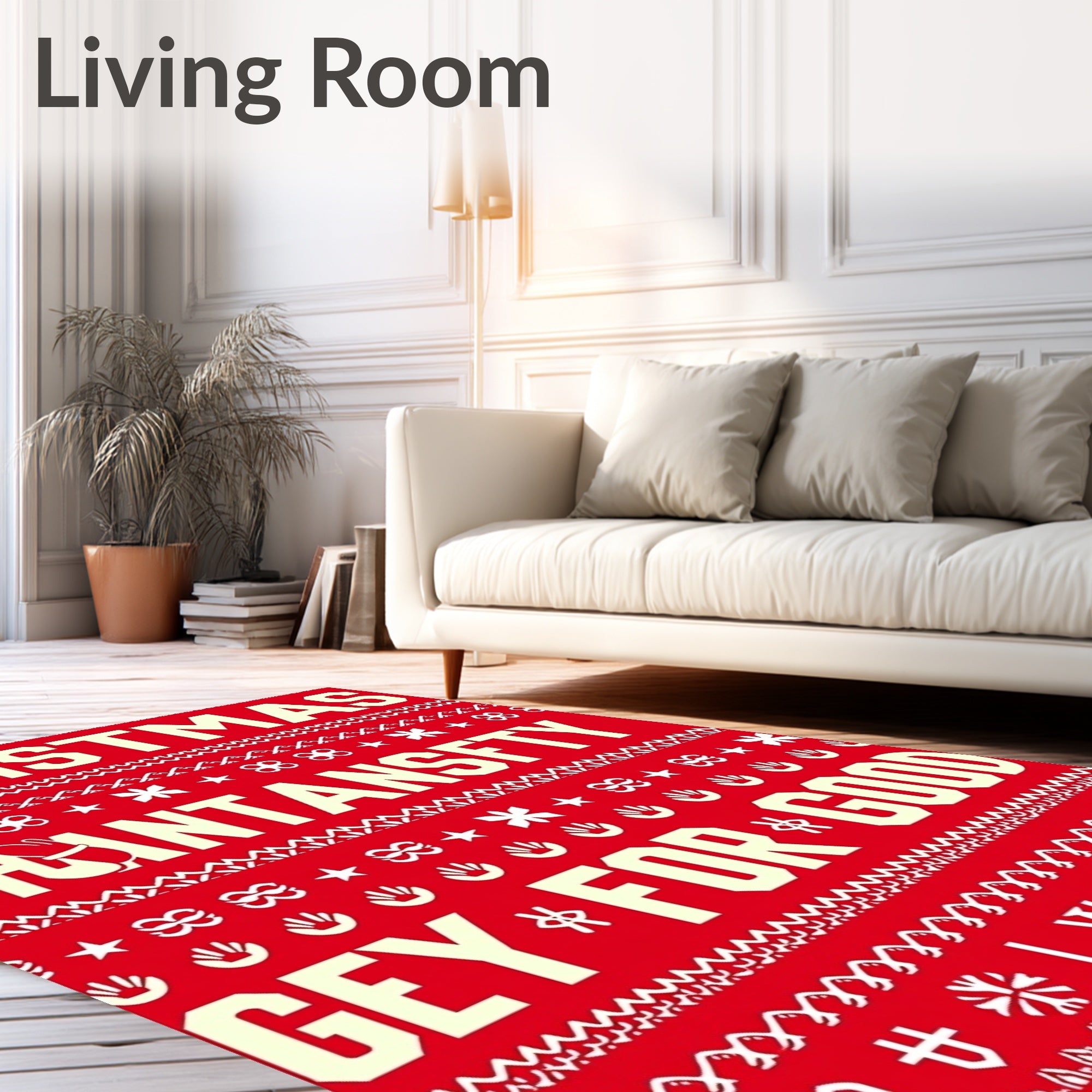 Christmas Red Festive Mittens Rug