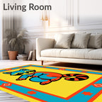 Bright Raccoon Geometric Border Rug