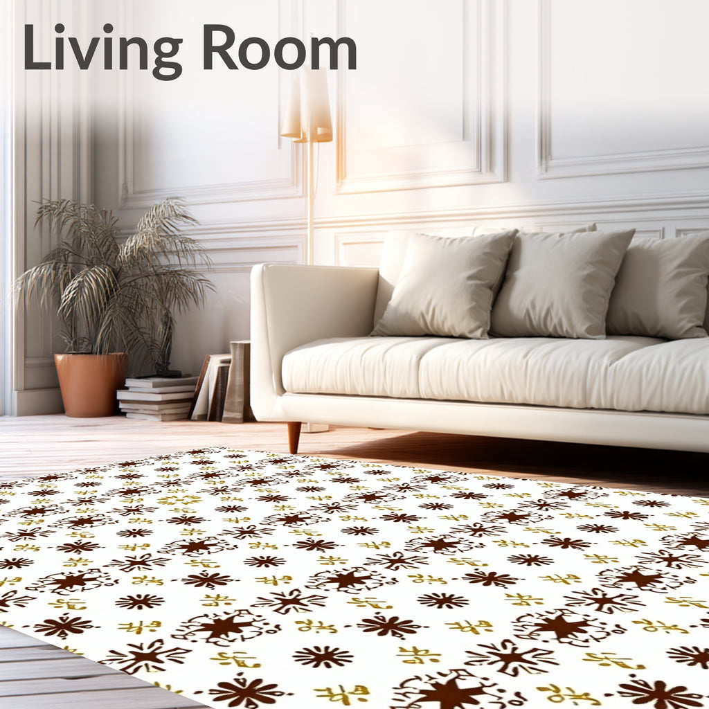 Brown Gold Starburst Geometric Array Rug