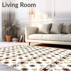 Brown Gold Starburst Geometric Array Rug