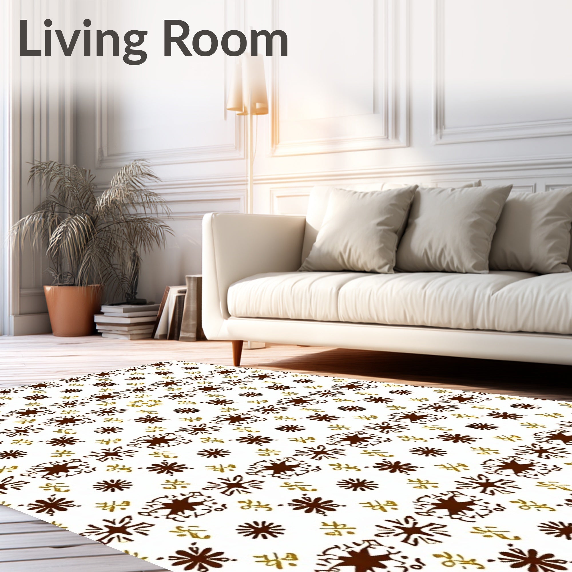 Brown Gold Starburst Geometric Array Rug