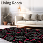 Bold Red Berry Winter Sprig Rug