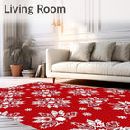 Bold Red White Snowflake Medallion Rug