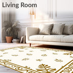 Golden Foliage Bordered Cream Rug
