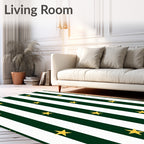 Green White Stripe Gold Star Rug