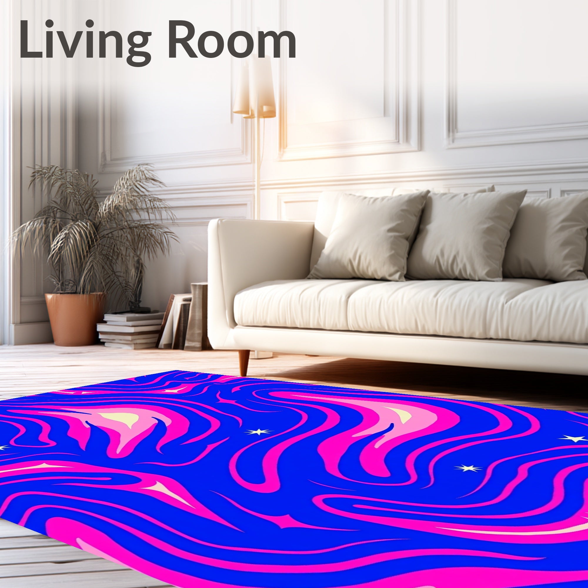 Psychedelic Swirls with Star Accents Rug