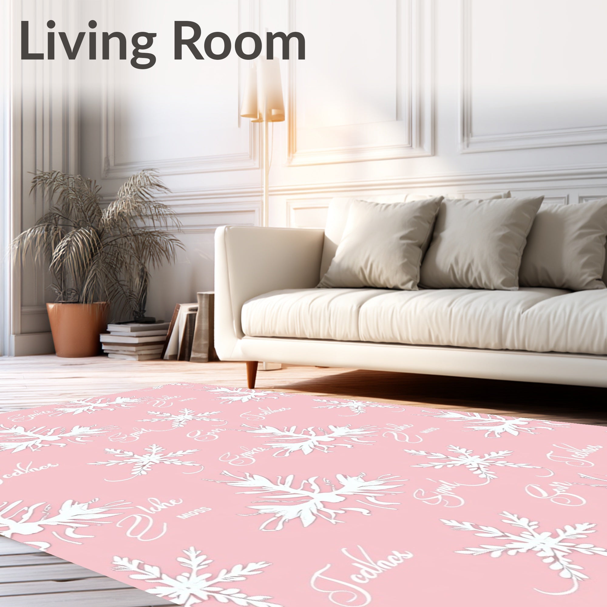Pink White Snowflake Celebration Rug