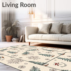 Cream Winter Pinecone Snowflake Bell Rug
