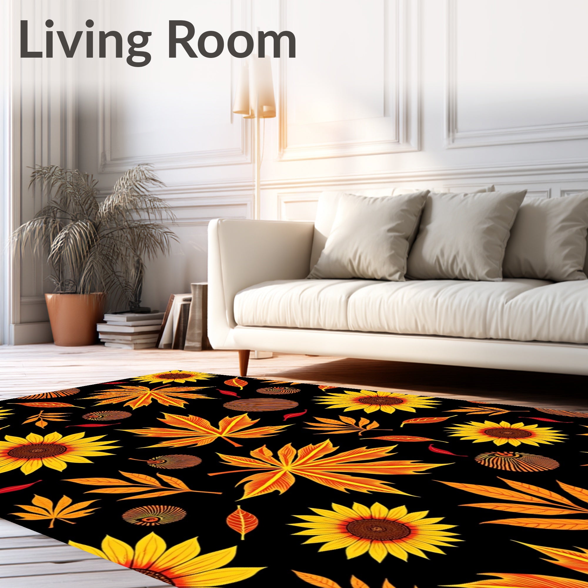 Autumn Sunflowers Maple Leaves Medley Rug