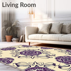 Elegant Plum Floral Mandala Arrangement Rug