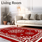 Crimson Red Medallion Floral Border Rug