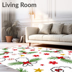 Festive Sheep Red Floral Gold Stars Rug