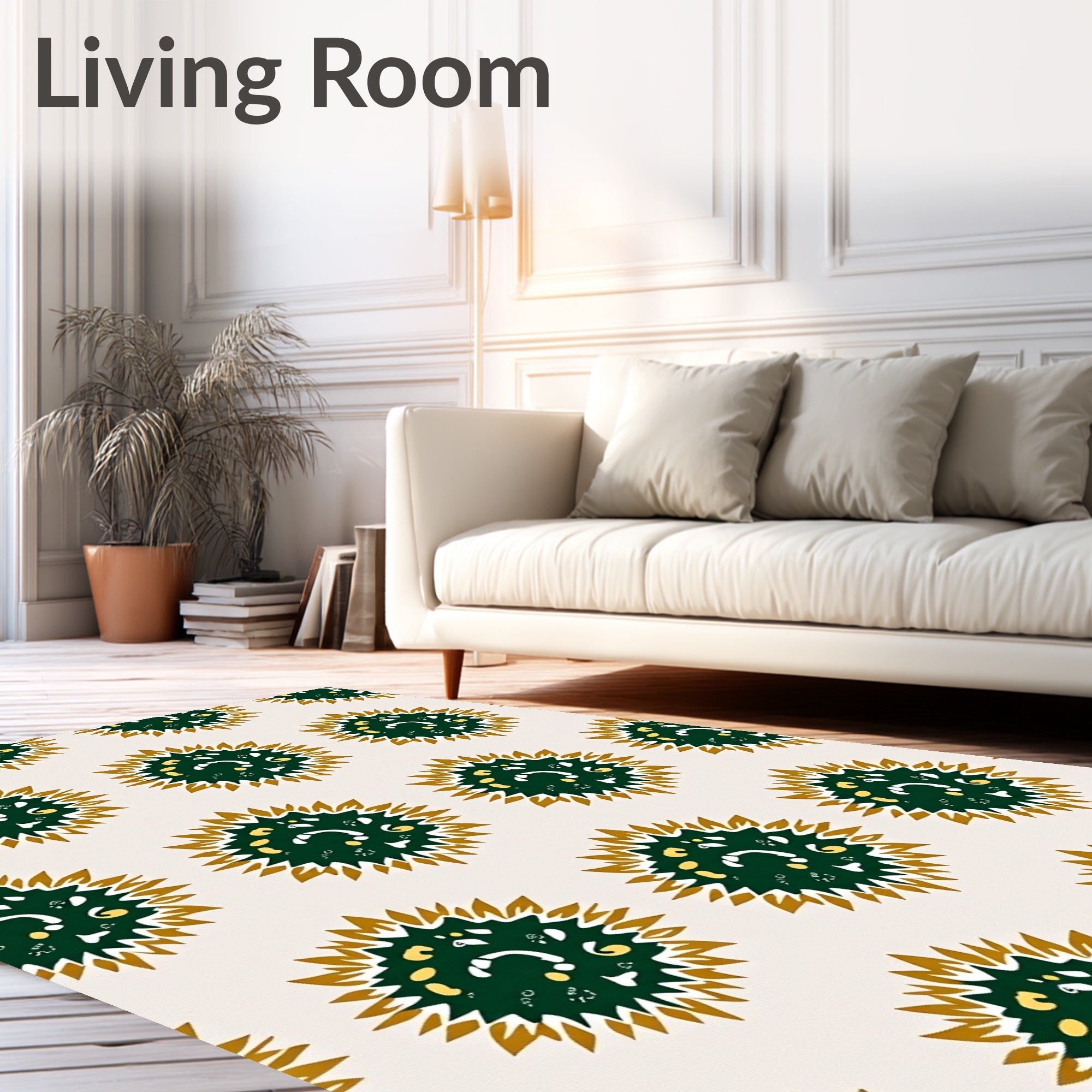 Deep Green Golden Burst Medallion Rug