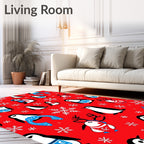 Whimsical Penguin and Reindeer Snowflakes Rug