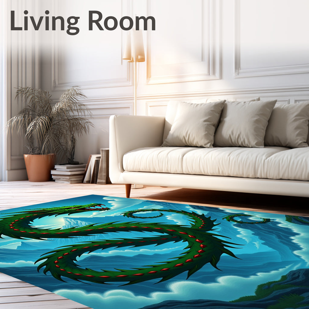 Emerald Dragon Mountain Skyscape Rug