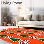 Festive Red White Tree Accents Rug