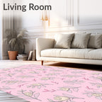 Soft Pink Floral Branches Whimsical Rug