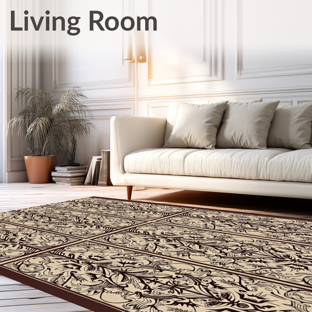 Antique Brown Filigree Panel Rug