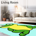Happy Green Frog Sitting Portrait Rug