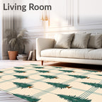 Green Pine Trees Plaid Backdrop Rug