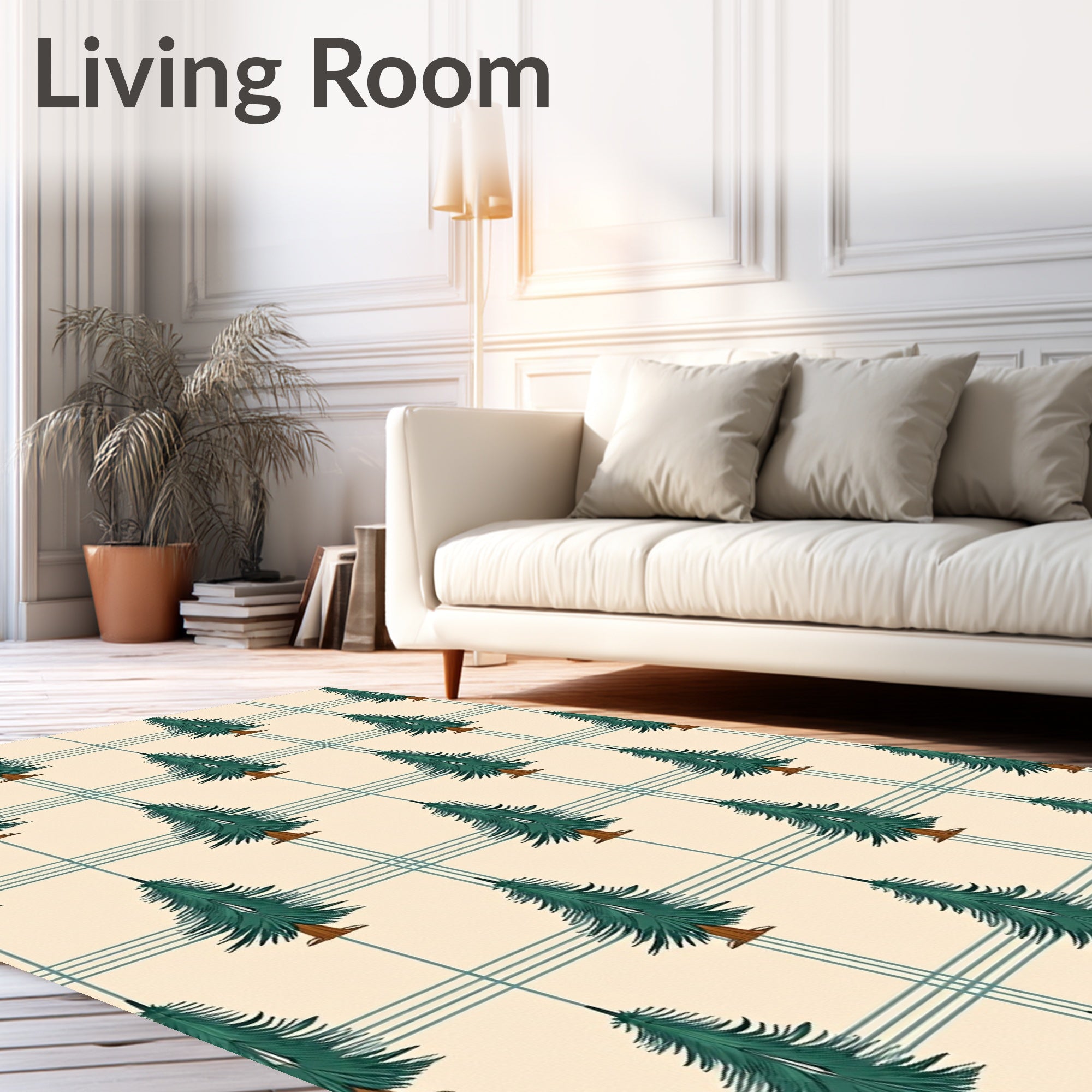 Green Pine Trees Plaid Backdrop Rug