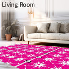 Vibrant Fuchsia Snowflake Grid Rug