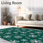 Forest Green Winter Snowflake Medley Rug
